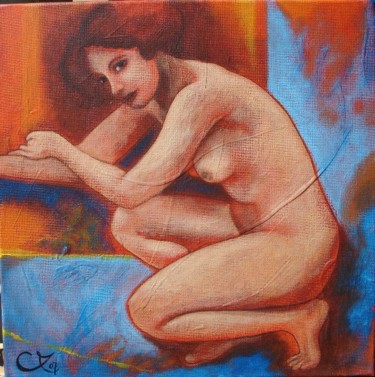 Painting titled "Nu sans anecdote" by Céline Excoffon, Original Artwork