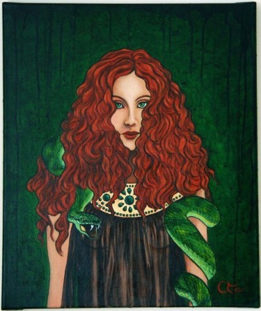 Painting titled "Lilith" by Céline Excoffon, Original Artwork, Oil