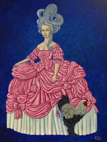 Peinture intitulée "La Poulpadour" par Céline Excoffon, Œuvre d'art originale, Huile