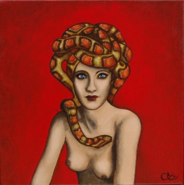 Painting titled "La petite Méduse" by Céline Excoffon, Original Artwork, Oil