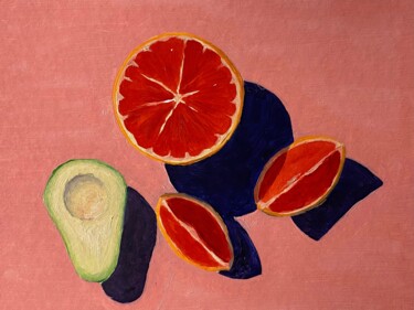 Schilderij getiteld "ORANGE AND AVOCADO…" door Ildar Minnegalimov (exesalle), Origineel Kunstwerk, Olie