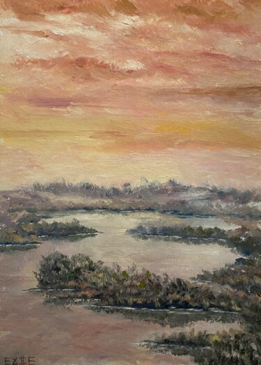 Schilderij getiteld "SUNSET — MODERN ROM…" door Ildar Minnegalimov (exesalle), Origineel Kunstwerk, Olie