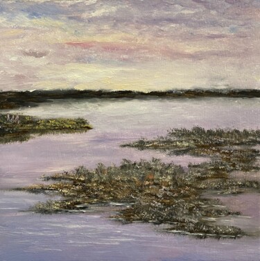 Schilderij getiteld "PURPLE LAKE — MODER…" door Ildar Minnegalimov (exesalle), Origineel Kunstwerk, Olie