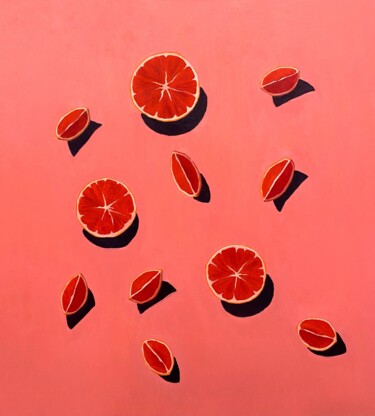 Painting titled "ORANGES — CONTEMPOR…" by Ildar Minnegalimov (exesalle), Original Artwork, Oil Mounted on Wood Stretcher fra…