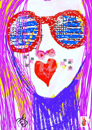 Digital Arts titled "« My USA’s Glasses »" by Exozigprint, Original Artwork, Digital Painting