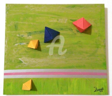 Картина под названием "Arborescence Origam…" - Exozigprint, Подлинное произведение искусства, Акрил