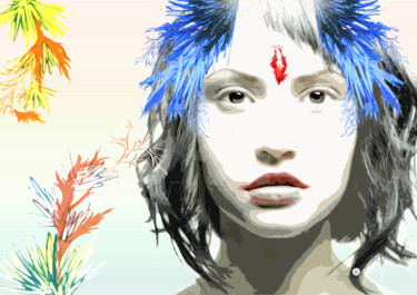 Visage d'arborescence 2014 Arts numériques intitulée "Visage d'arborescen…" par Exozigprint, Œuvre d'art originale, Peinture numérique