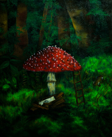 Картина под названием "Кладбище мухомор" - Анна Баранова, Подлинное произведение искусства, Масло