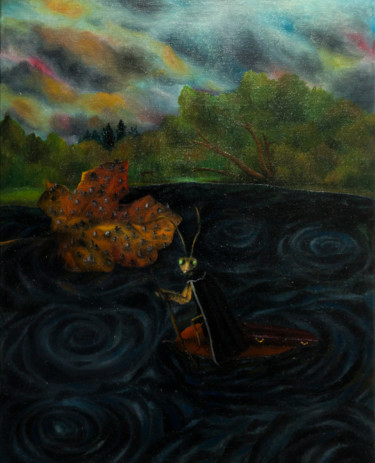 Картина под названием "Хронос - богомол" - Анна Баранова, Подлинное произведение искусства, Масло