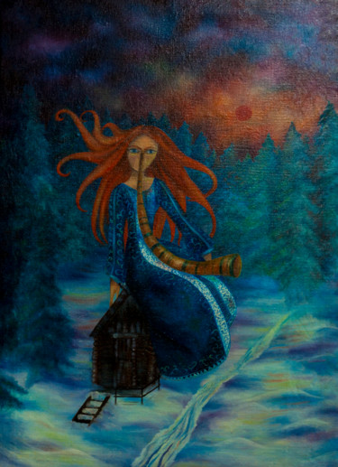 Картина под названием "Вьюга" - Анна Баранова, Подлинное произведение искусства, Масло