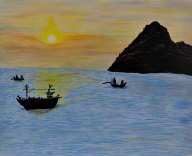 Painting titled "A sunset to remember" by Expressions, Original Artwork, Acrylic