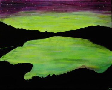 Painting titled "Northern Lights" by Expressions, Original Artwork, Acrylic Mounted on Wood Stretcher frame