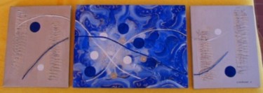 Peinture intitulée "ONDES BLEUES" par Véronique Eychenne, Œuvre d'art originale