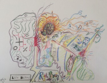 Dessin intitulée "The brain in two ha…" par Eye Mage, Œuvre d'art originale