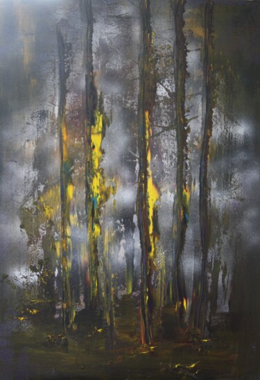 Pittura intitolato "La forêt de Shotlan" da Eylliae, Opera d'arte originale, Olio Montato su Telaio per barella in legno