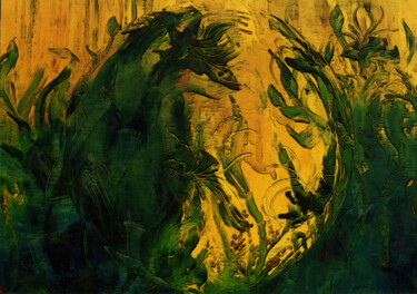 Painting titled "Boule dino" by Eylliae, Original Artwork, Oil