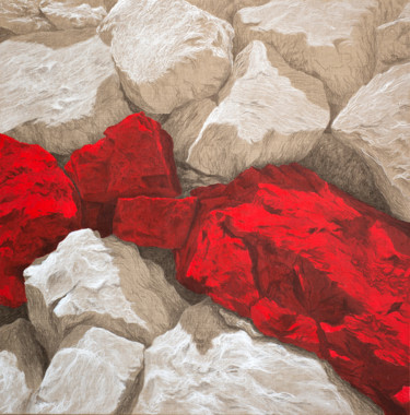 Peinture intitulée "Rocs rouges 2" par Etienne Eymard Duvernay, Œuvre d'art originale, Acrylique