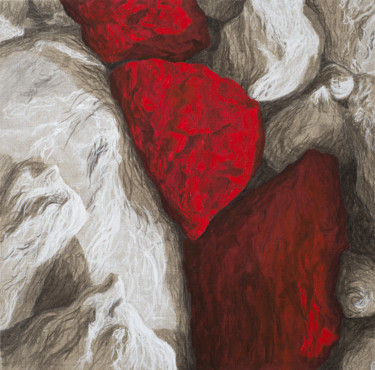 제목이 "Rocs rouges 3"인 미술작품 Etienne Eymard Duvernay로, 원작, 아크릴