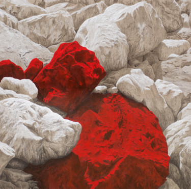 Peinture intitulée "Rocs rouges 5" par Etienne Eymard Duvernay, Œuvre d'art originale, Acrylique