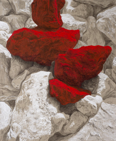 Peinture intitulée "Rocs rouges 6" par Etienne Eymard Duvernay, Œuvre d'art originale, Acrylique