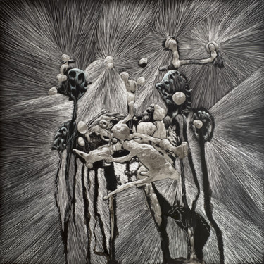 Dessin intitulée "3ème famille nucléa…" par Etienne Eymard Duvernay, Œuvre d'art originale, Carte à gratter