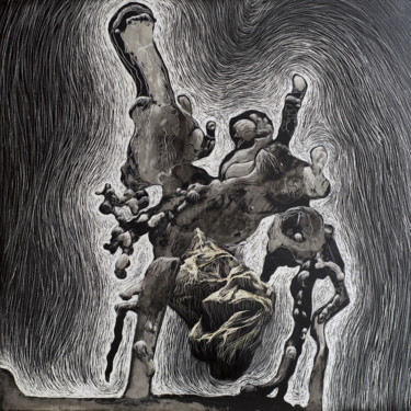 Tekening getiteld "2ème famille nucléa…" door Etienne Eymard Duvernay, Origineel Kunstwerk, Scratchboard