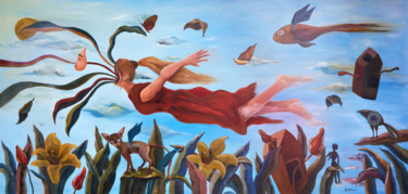 Peinture intitulée "Paraiso (Paradise)" par Eynar Becerra, Œuvre d'art originale, Huile Monté sur Châssis en bois