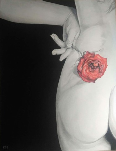 Dessin intitulée "Au nom de la rose #…" par Eza Drawart, Œuvre d'art originale, Graphite