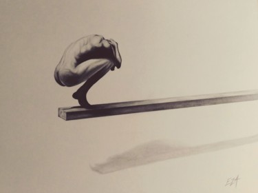 Dessin intitulée "au-bord-du-precipic…" par Eza Line, Œuvre d'art originale, Graphite