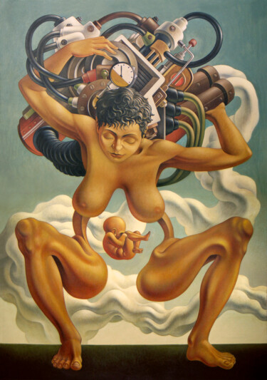 Pintura titulada "EL MOTOR DE LA VIDA" por Ezequiel Trevisi, Obra de arte original, Acrílico