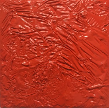 Painting titled "Red square" by Ezio Grelli, Original Artwork, Enamel