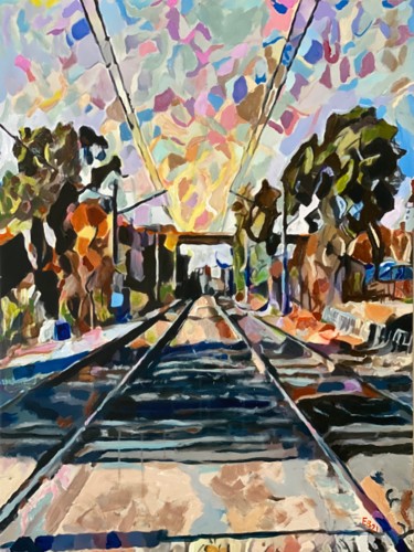 Pintura titulada "Tracks" por Ezra Bejar, Obra de arte original, Acrílico Montado en Bastidor de camilla de madera