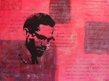 Printmaking titled "Malcolm X red" by Florian Arendt, Original Artwork, Screenprinting