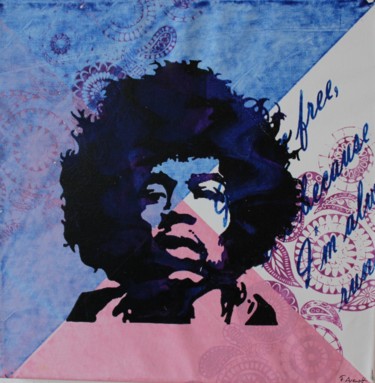 Impressões e gravuras intitulada "Jimi pink blue" por Florian Arendt, Obras de arte originais, Serigrafia