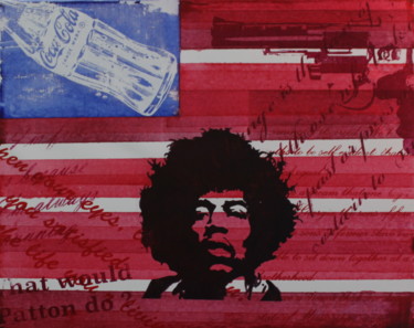 Prenten & gravures getiteld "Jimi Flag" door Florian Arendt, Origineel Kunstwerk, Zeefdruk