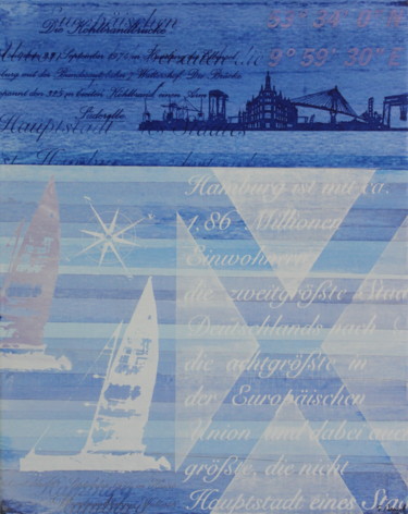 Druckgrafik mit dem Titel "Hamburg Segler" von Florian Arendt, Original-Kunstwerk, Siebdruck