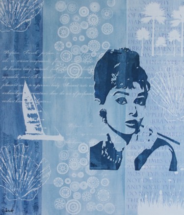 Gravures & estampes intitulée "Audrey Blue" par Florian Arendt, Œuvre d'art originale, Sérigraphie