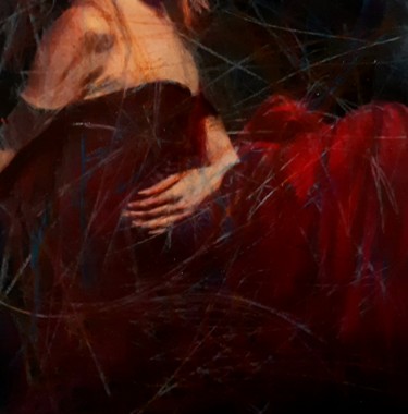 Painting titled "da sola in rosso" by Fabrizio Avena, Original Artwork, Pastel