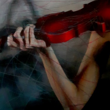 Painting titled "Il violino rosso" by Fabrizio Avena, Original Artwork, Pastel