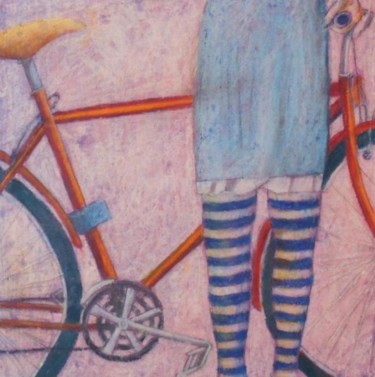 Painting titled "La Bicicletta" by Fabrizio Avena, Original Artwork, Oil