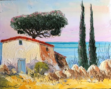 Painting titled "Mas en Provence" by Francis Bocquet, Original Artwork, Oil