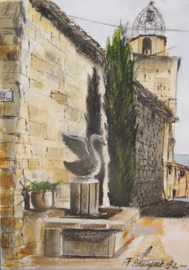 Peinture intitulée "La fontaine de Laur…" par Francis Bocquet, Œuvre d'art originale, Aquarelle