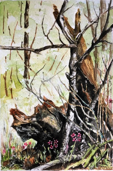 Peinture intitulée "Début du Printemps" par Francis Bocquet, Œuvre d'art originale, Aquarelle