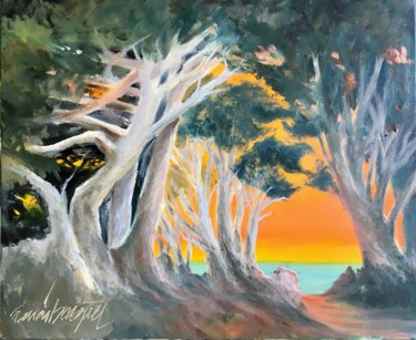 「Ambiance orange」というタイトルの絵画 Francis Bocquetによって, オリジナルのアートワーク, オイル
