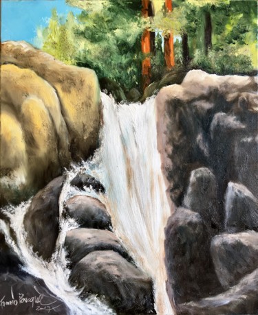 Peinture intitulée "chute-d'eau" par Francis Bocquet, Œuvre d'art originale, Huile