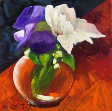 Painting titled "Violet et blanc" by Francis Bocquet, Original Artwork, Acrylic