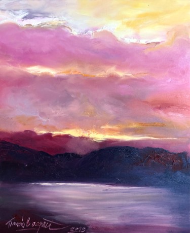 Peinture intitulée "coucher de soleil e…" par Francis Bocquet, Œuvre d'art originale, Huile