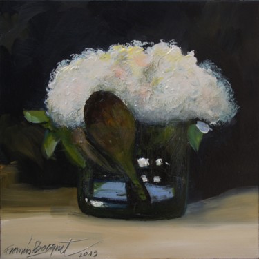 Peinture intitulée "Les fleurs blanches" par Francis Bocquet, Œuvre d'art originale, Huile