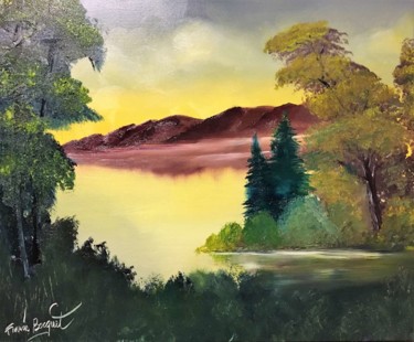 Peinture intitulée "Matin sur le lac" par Francis Bocquet, Œuvre d'art originale, Huile