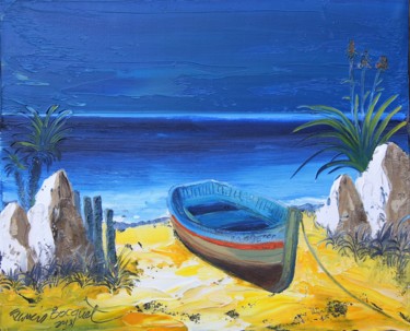 Pintura titulada "La barque" por Francis Bocquet, Obra de arte original, Oleo
